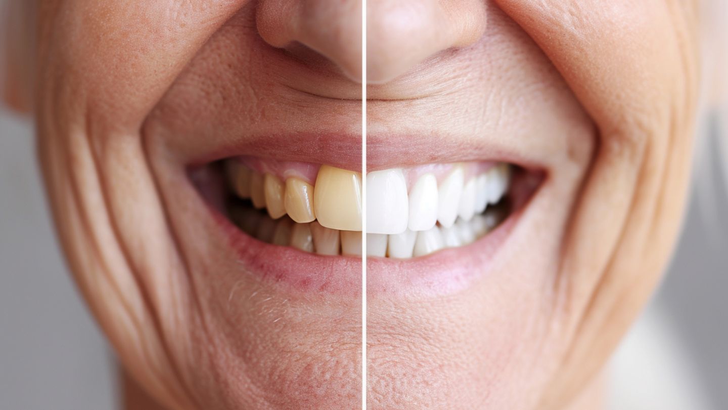 Close Up Of Before And After Teeth Whitening